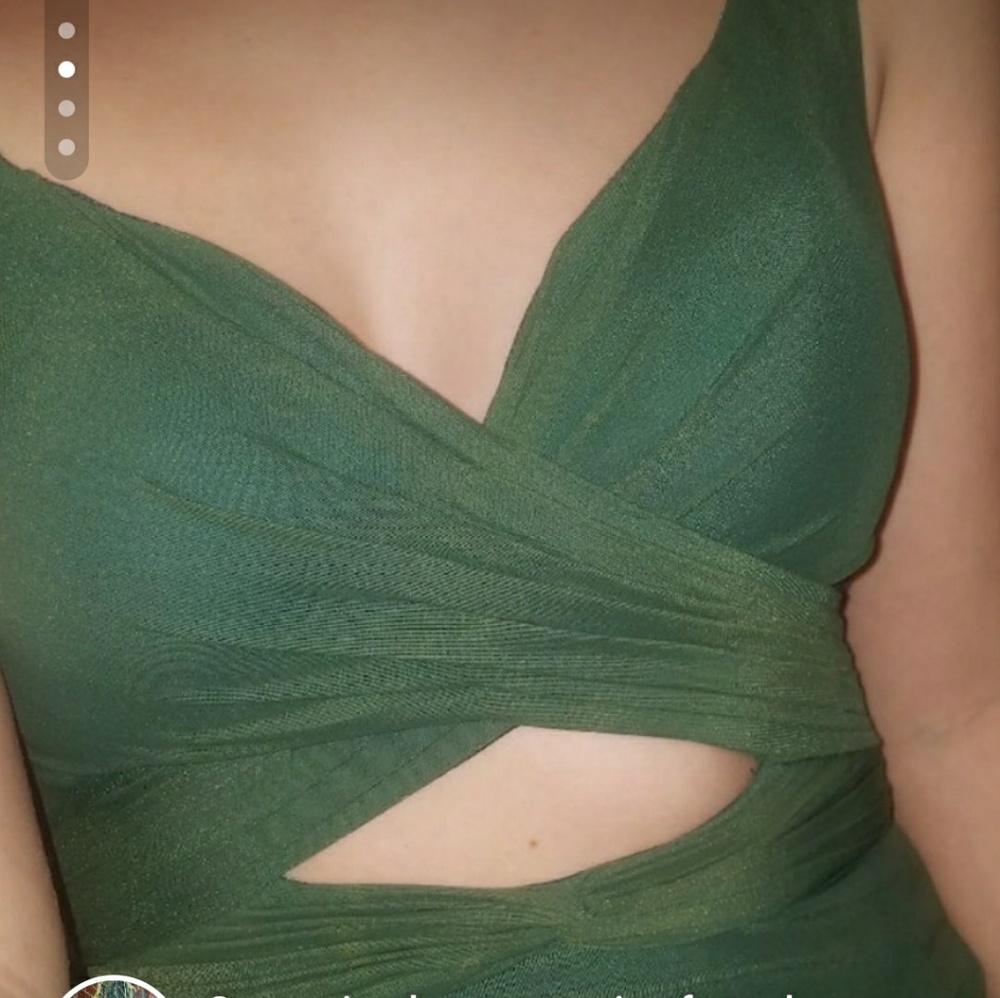 Green open back, simple prom dress